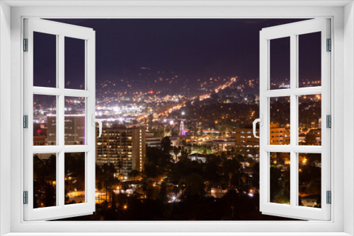 Fototapeta Naklejka Na Ścianę Okno 3D - Aerial nighttime skyline view of Downtown Riverside, California, USA.
