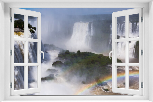 Fototapeta Naklejka Na Ścianę Okno 3D - Complex of waterfalls (Cataratas del Iguazu) on Iguazu River on border of Brazil and Argentina