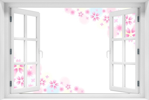 Fototapeta Naklejka Na Ścianę Okno 3D - 優しい水彩のかわいい桜フレーム
