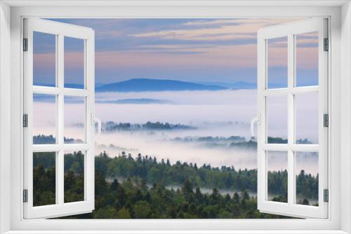 Fototapeta Naklejka Na Ścianę Okno 3D - fog in a mountain valley
