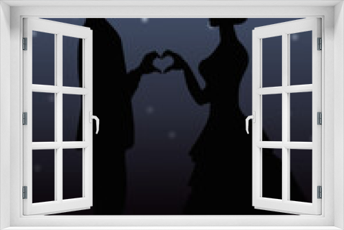 Fototapeta Naklejka Na Ścianę Okno 3D - silhouette of a couple