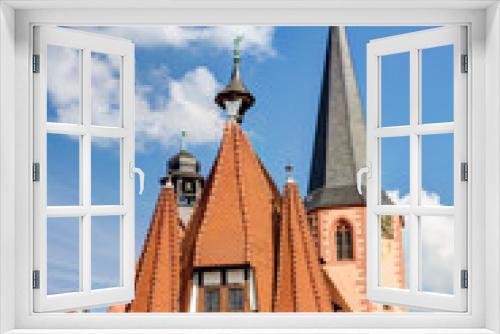 Fototapeta Naklejka Na Ścianę Okno 3D - Historisches Altes Rathaus auf dem Marktplatz in Michelstadt im Odenwald, Hessen