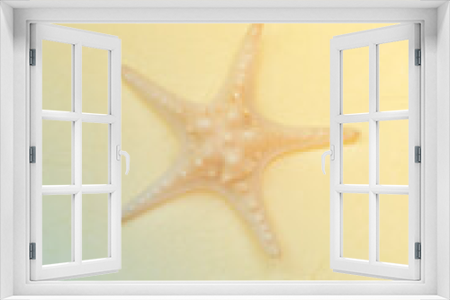 Fototapeta Naklejka Na Ścianę Okno 3D - Starfish on textured background. Beach vacation concept, travel. Toned photo, selective focus, fog view