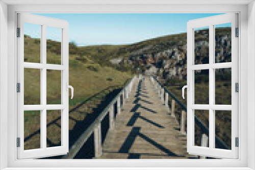 Fototapeta Naklejka Na Ścianę Okno 3D - stairs to a mountain