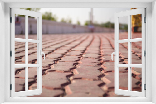 Fototapeta Naklejka Na Ścianę Okno 3D - Beautifully lined red brick floors.