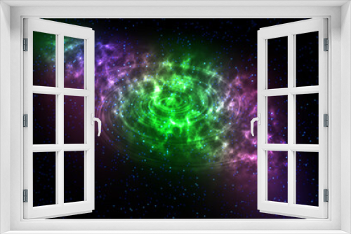Fototapeta Naklejka Na Ścianę Okno 3D - Spiral galaxy and a nebula in space.