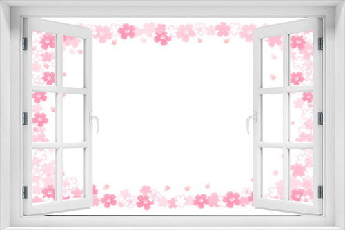 Fototapeta Naklejka Na Ścianę Okno 3D - イラスト素材: 桜　飾り枠　春　白　背景