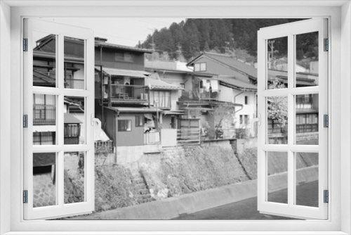 Fototapeta Naklejka Na Ścianę Okno 3D - Takayama. Japan black and white.