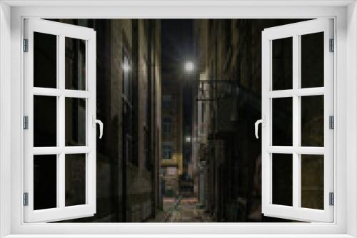 Fototapeta Naklejka Na Ścianę Okno 3D - A narrow alley at night