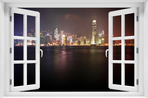 Fototapeta Naklejka Na Ścianę Okno 3D - Hong Kong bei Nacht