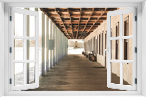 Fototapeta Naklejka Na Ścianę Okno 3D - long view of wooden walkway