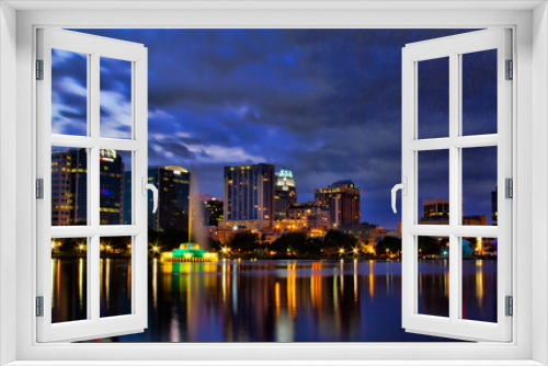 Downtown Lake Eola at night, Orlando, Florida.