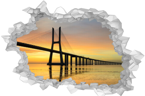 Panorama image of the Vasco da Gama bridge in Lisbon