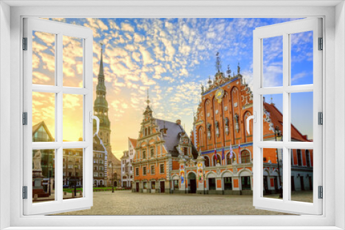 Fototapeta Naklejka Na Ścianę Okno 3D - Riga city Old town center on sunrise, Latvia