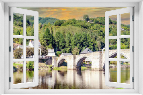 Fototapeta Naklejka Na Ścianę Okno 3D - River with bridge