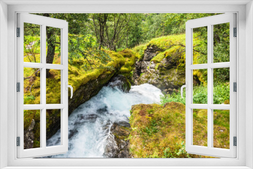 Fototapeta Naklejka Na Ścianę Okno 3D - Ein Bach im Wald in Norwegen