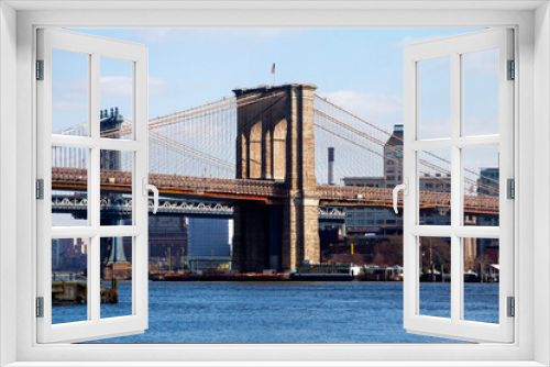 Fototapeta Naklejka Na Ścianę Okno 3D - Brooklyn bridge in New York, Usa. Sunny winter day