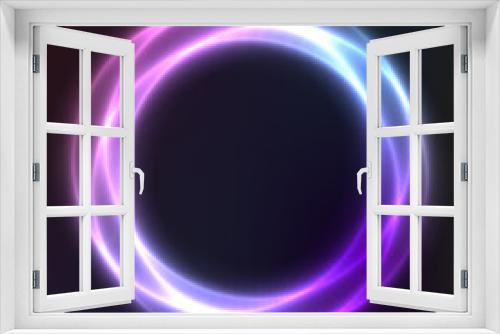 Fototapeta Naklejka Na Ścianę Okno 3D - Vector background of neon geometric shapes, round frame, abstract background, wallpaper