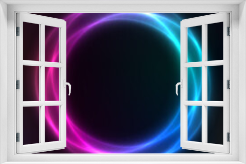 Fototapeta Naklejka Na Ścianę Okno 3D - Vector background of neon geometric shapes, round frame, abstract background, wallpaper