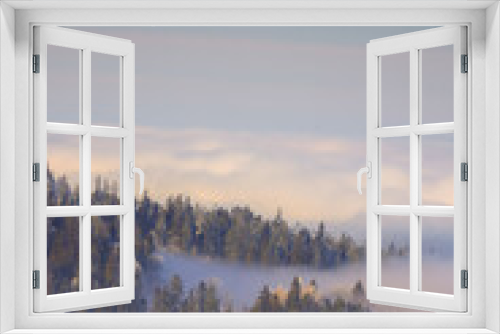 Fototapeta Naklejka Na Ścianę Okno 3D - Mglista panorama z Czarnej Góry