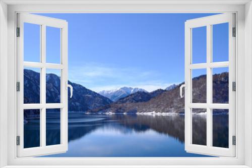 Fototapeta Naklejka Na Ścianę Okno 3D - 黒部ダムから望む黒部湖と赤牛岳 富山県