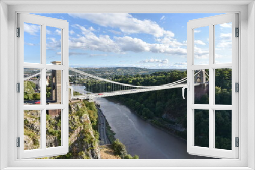 Fototapeta Naklejka Na Ścianę Okno 3D - Scenic View of the Historic Clifton Suspension Bridge in Bristol England - The Landmark Bridge Spans the Avon Gorge and the River Avon