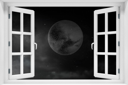 Fototapeta Naklejka Na Ścianę Okno 3D - Full moon with stars isolated on dark background. Magic vector elements.