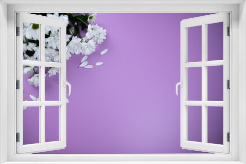Fototapeta Naklejka Na Ścianę Okno 3D - White spring flowers on purple background