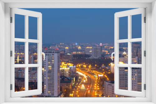 Fototapeta Naklejka Na Ścianę Okno 3D - Night Minsk from a height.