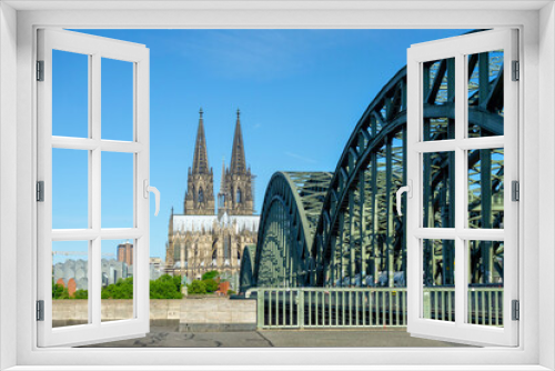 Fototapeta Naklejka Na Ścianę Okno 3D - Cologne Cathedral and Rhine river