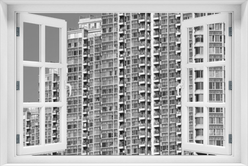 Fototapeta Naklejka Na Ścianę Okno 3D - Exterior of high rise residential building in Hong Kong city