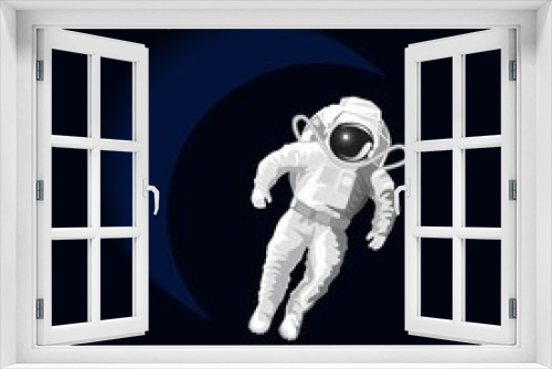 Fototapeta Naklejka Na Ścianę Okno 3D - astronaut black and white illustration
