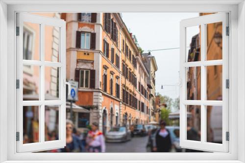 Fototapeta Naklejka Na Ścianę Okno 3D - Trastevere district, Rome, Italy, view of rione Trastevere, Roma, with historical narrow streets, Municipio I, west bank of Tiber in Rome, Lazio, Italy, cozy streets with restaurants and architecture