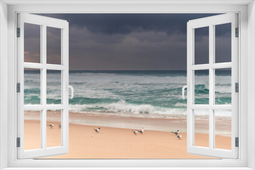 Fototapeta Naklejka Na Ścianę Okno 3D - Rainy day moody seascape