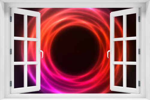 Fototapeta Naklejka Na Ścianę Okno 3D - Vector background of neon geometric shapes, round frame, abstract background, wallpaper