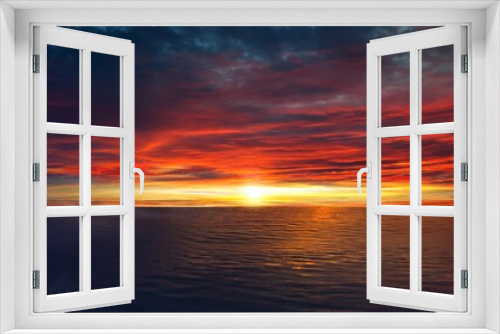 Fototapeta Naklejka Na Ścianę Okno 3D - Colorful sunset sky over tranquil sea surface 
