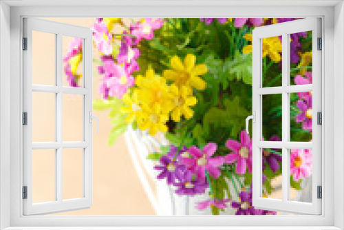 Fototapeta Naklejka Na Ścianę Okno 3D - Colorful fake flowers
