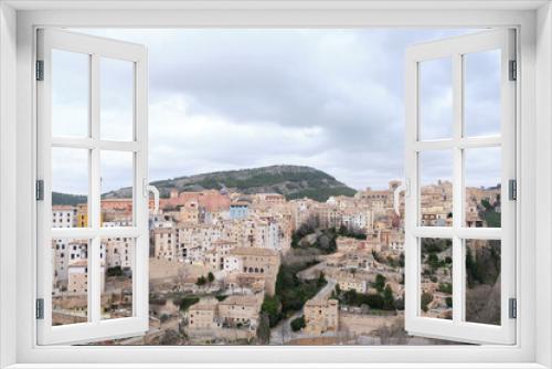 View of the cathedral and the city of Cuenca (Spain) taking from a hill.