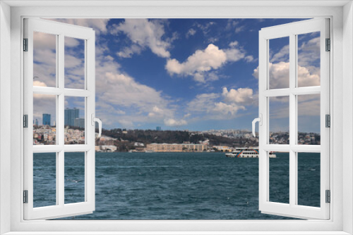 Fototapeta Naklejka Na Ścianę Okno 3D - (Istanbul - Turkey 15 February 2021) Istanbul Strait and passenger ferries.