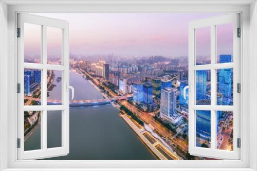Fototapeta Naklejka Na Ścianę Okno 3D - Aerial photography night view of modern architecture in Fuzhou city, China