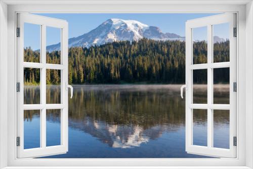 Fototapeta Naklejka Na Ścianę Okno 3D - USA, Washington State. Mount Rainier National Park, Mount Rainier from Reflections Lake