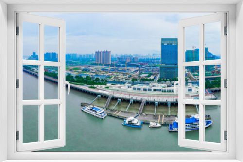 Fototapeta Naklejka Na Ścianę Okno 3D - Scenery of Oujiang Wharf in Wenzhou City, Zhejiang Province, China