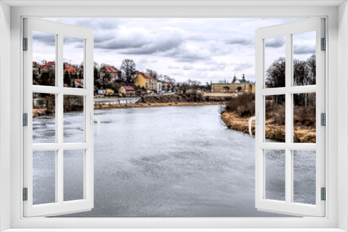 Painting stylized view on Wisla Cracow