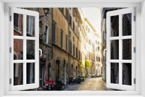 Fototapeta Naklejka Na Ścianę Okno 3D - Rue pavée dans le centre historique de Rome