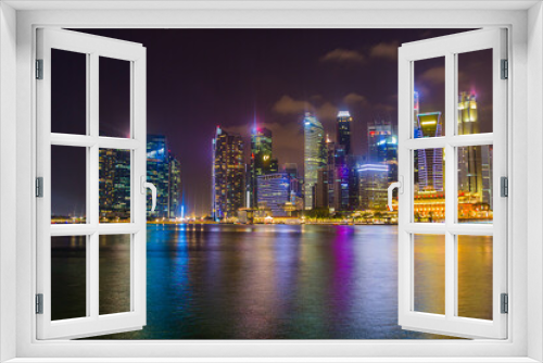 Fototapeta Naklejka Na Ścianę Okno 3D - Evening skyline of Marina Bay, Singapore