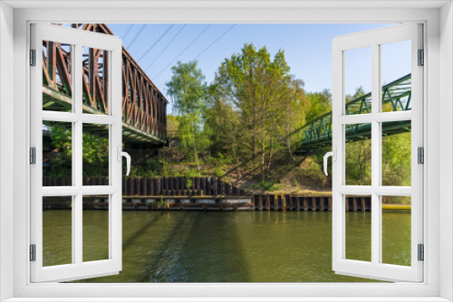 Fototapeta Naklejka Na Ścianę Okno 3D - View at the Rhine-Herne Canal in Bottrop, North Rhine-Westphalia, Germany