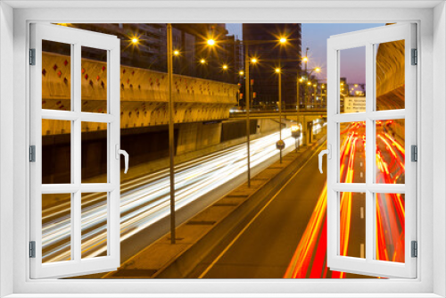 Fototapeta Naklejka Na Ścianę Okno 3D - Cars driving at night in Barcelona