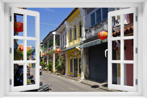 Fototapeta Naklejka Na Ścianę Okno 3D - Colorful houses in Phuket Old Town (Thailand)