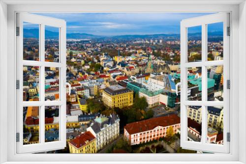 Fototapeta Naklejka Na Ścianę Okno 3D - Aerial view of Liberec cityscape with buildings and streets, Czech Republic