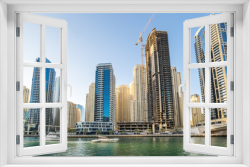 Fototapeta Naklejka Na Ścianę Okno 3D - View on Dubai Marina skyscrapers